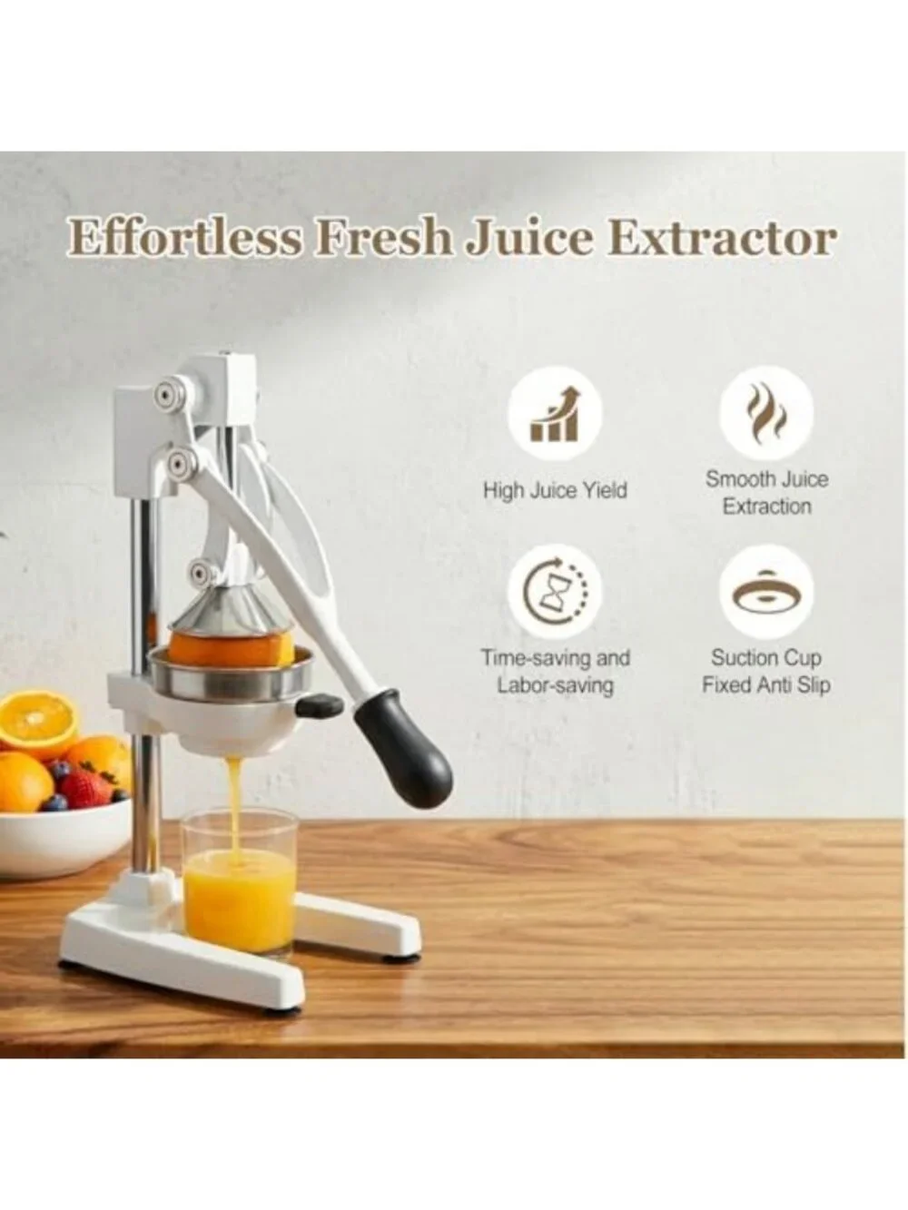 2-in-1 Citrus Juicer & Lemon Squeezer with Suction Base for Easy Juice